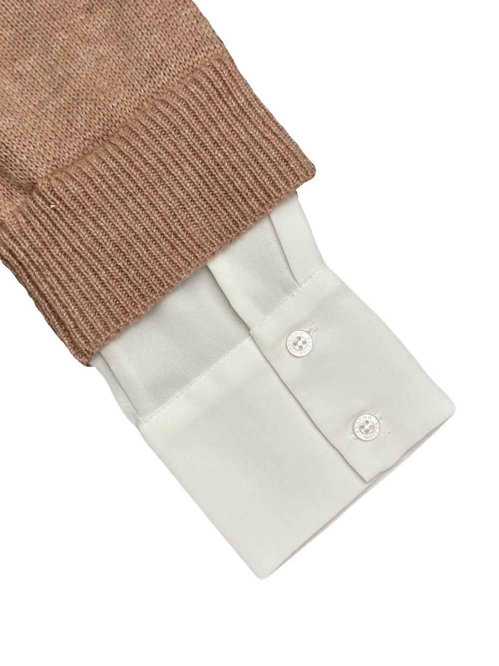Brochu Walker The Looker Layered V Neck Wool Cashmere Camel Brown Sweater size S - Picture 14 of 16